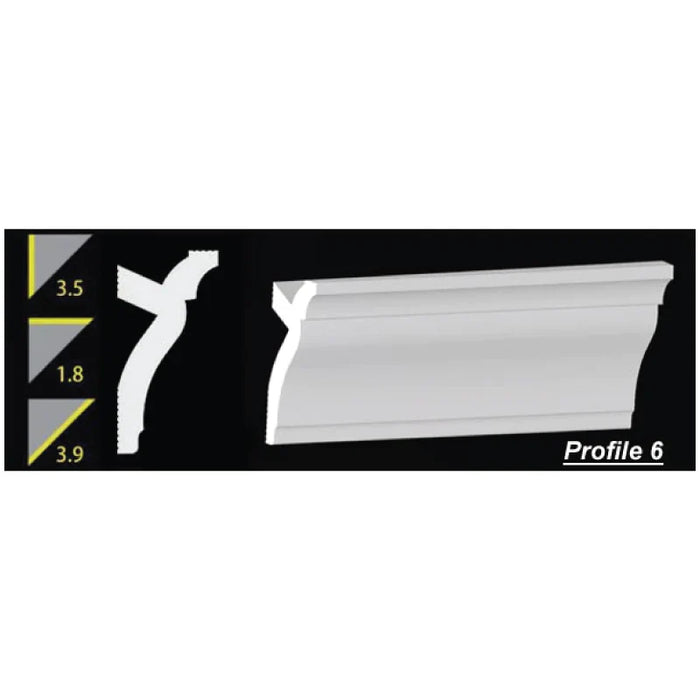 Foam Crown Molding - 3.5" H - 8' Length - Profile 6 - Paintable High Density Styrofoam