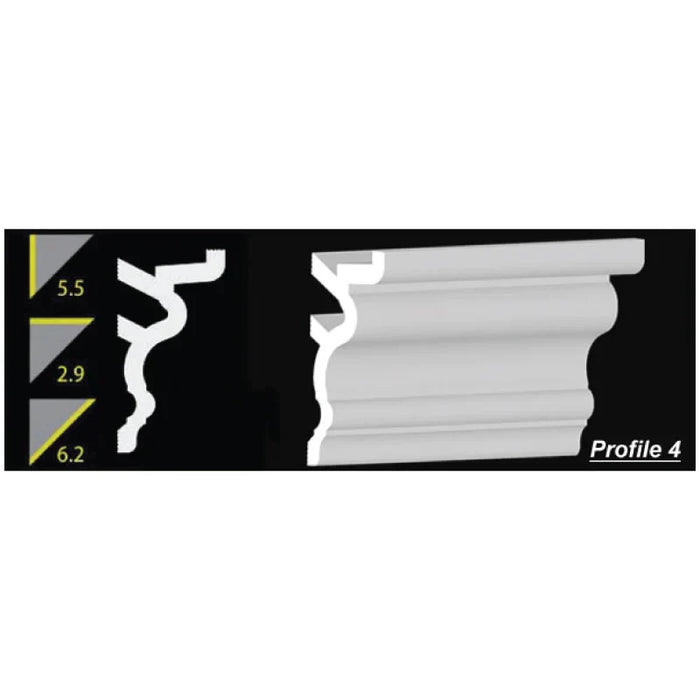 Foam Crown Molding - 5.5" H - 8' Length - Profile 4 - Paintable High Density Styrofoam