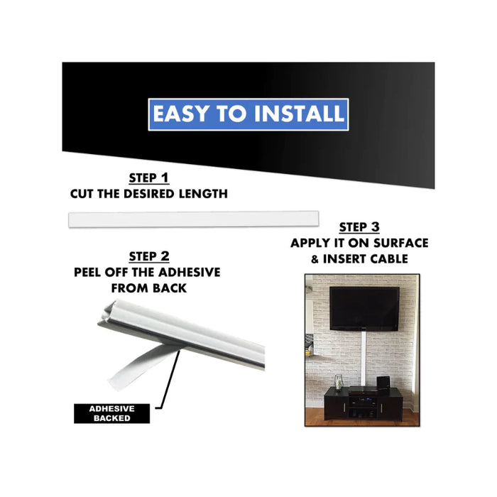 Kable Kontrol® TV Wall Cord Cover Cable Raceway - 8 Piece Kit - 0.43" W x 0.5" H