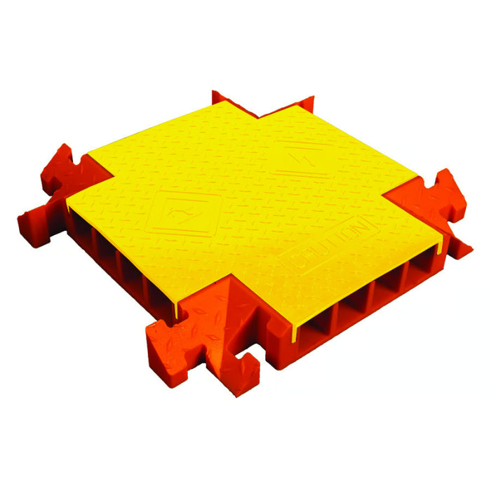 Linebacker® 4-Way Cross Section for for 3" Lines - 4 Channel Cable Protector - Yellow / Orange