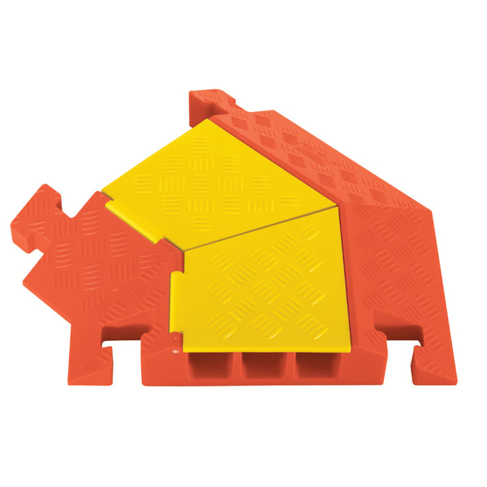 Linebacker® 45 Degree Left Turn for (CP3X225-Y/O) 3 Channel Cable Protector - Yellow / Orange
