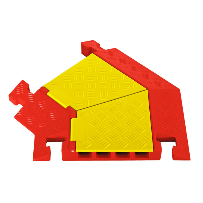 Linebacker® 45 Degree Left Turn for (CP4X125-Y/O) 4 Channel Cable Protector - Yellow / Orange