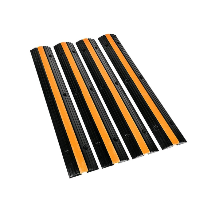 Atlas® Safety Stripe - Drop Over Rubber Cable Protector Ramp - 1 Channel - Yellow / Black
