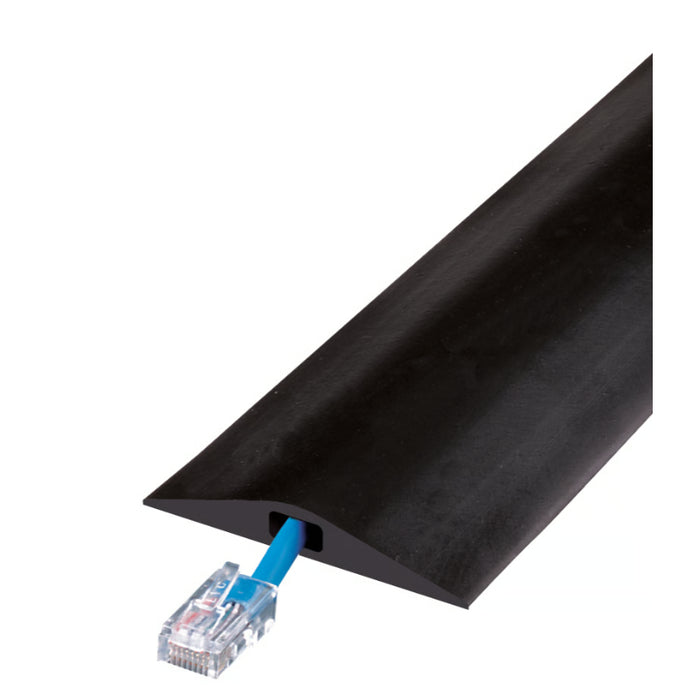 Rubber Duct 1 Channel Floor Cord Cover - 5 Feet - 0.25 Inch Cable Diameter - Black