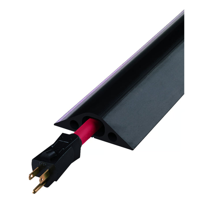 Rubber Duct 1 Channel Floor Cord Cover - 10 Feet - 0.75 Inch Cable Diameter - Black