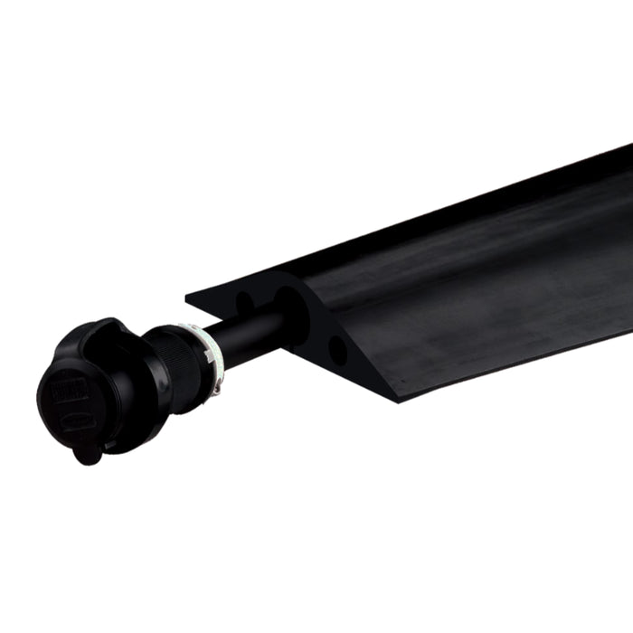 Rubber Duct 1 Channel Floor Cord Cover - 5 Feet - 1 Inch Cable Diameter - Black