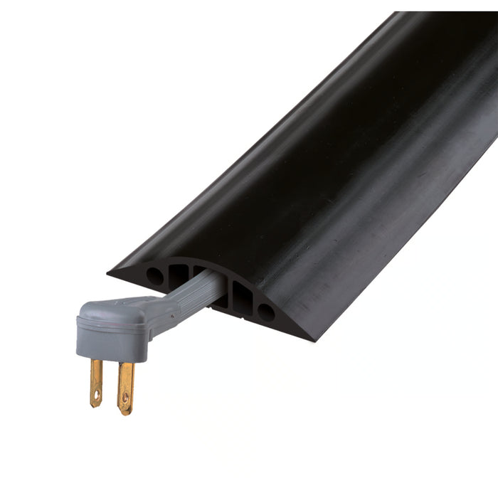 Rubber Duct 3 Channel Floor Cord Cover - 10 Feet - 0.75 Inch Cable Diameter - Black