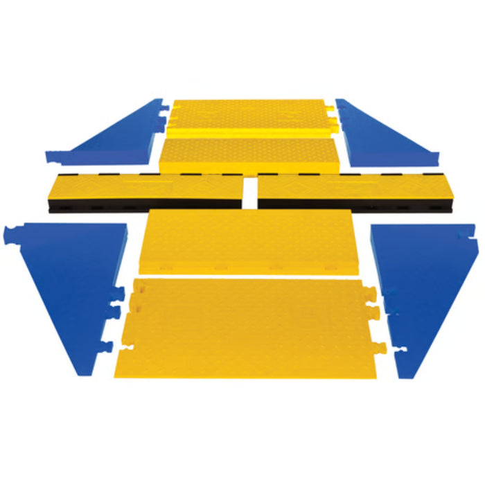 Yellow Jacket® AMS Modular Accessibility Ramp System for 3-channel ADA Cable Protector - Kit 1 - Yellow / Blue
