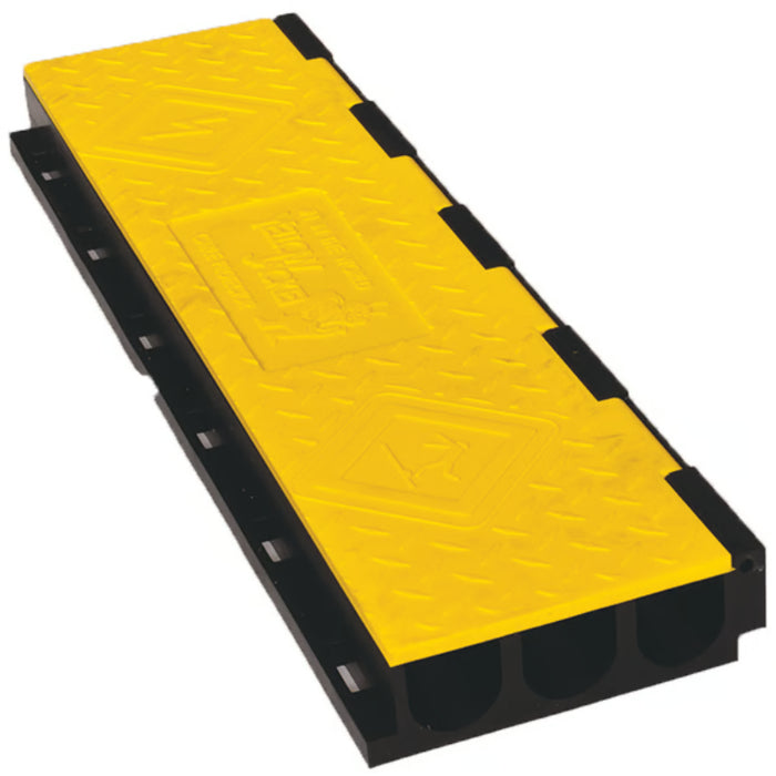 Yellow Jacket® AMS Modular Accessibility Ramp System - Center Section for 3-channel ADA Cable Protector - Yellow / Black
