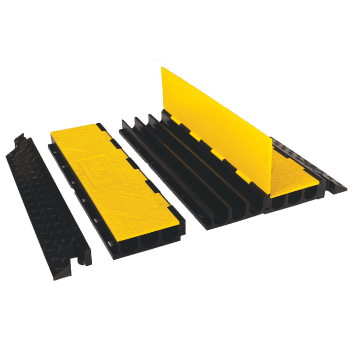 Yellow Jacket® AMS System - Cable Protector Ramp - 3 Channels - Yellow / Black