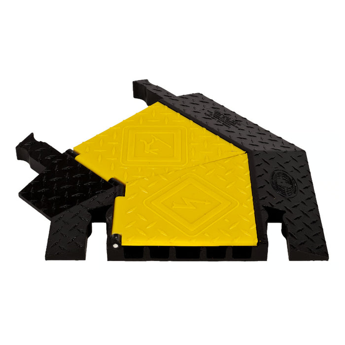 Yellow Jacket® 45 Degree Left Turn for (YJ5-125-Y/B) 5-Channel Cable Protector - Yellow / Black