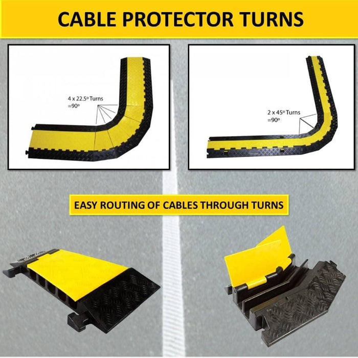 Atlas® 22.5 Degree Left Turn For (CP9986) 3 Channel Cable Protector - Yellow / Black