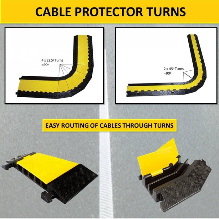 Atlas® 45 Degree Right Turn For CP9987 - 2 Channel Cable Protector - Yellow / Black