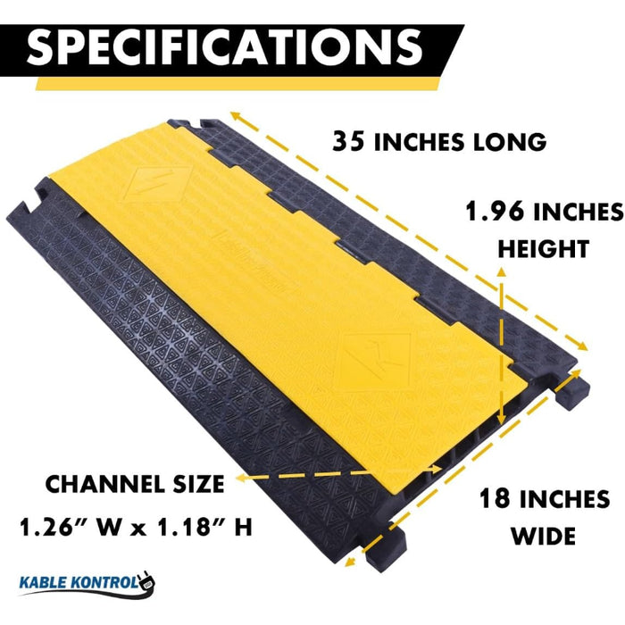 ATLAS Cable Protector Ramp - 5 Channels - Yellow / Black