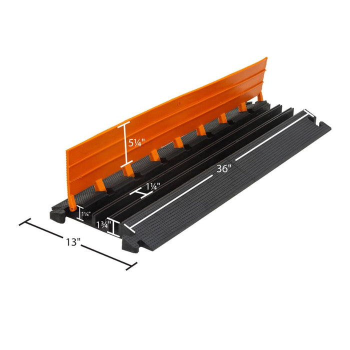 Elasco® LiteGuard Cable Protector Ramp - 3 Channels - Black / Orange