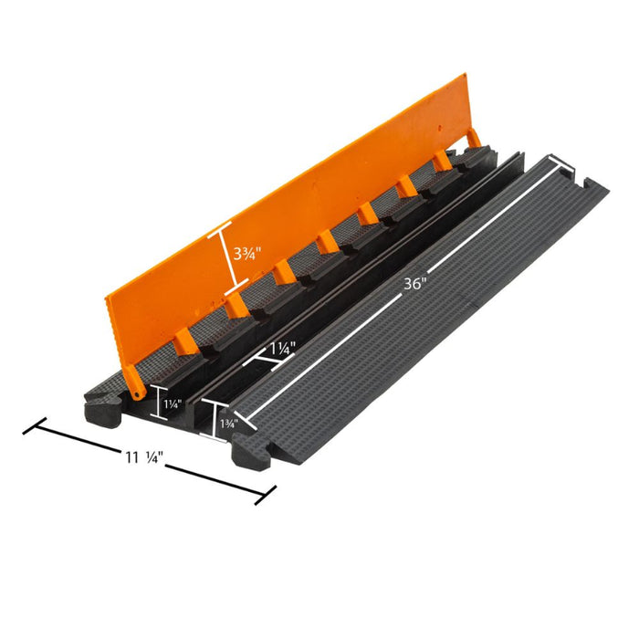 Elasco® LiteGuard Elasglow Cable Protector Ramp - 2 Channel - Black / Orange