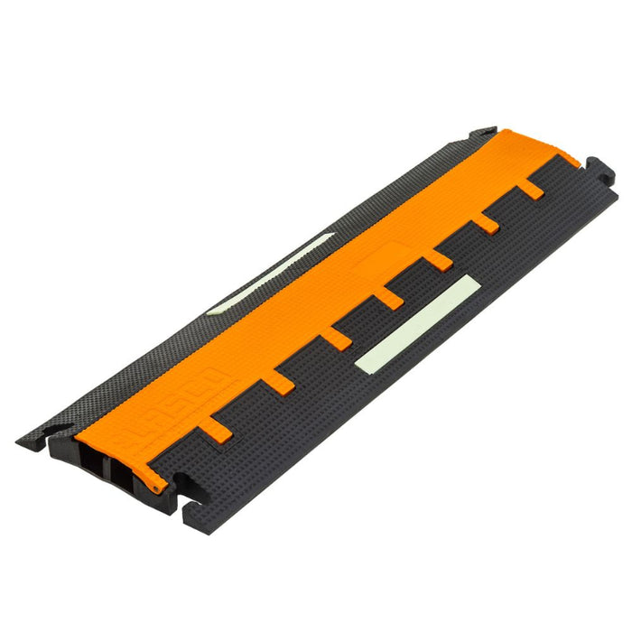 Elasco® LiteGuard Elasglow Cable Protector Ramp - 2 Channel - Black / Orange