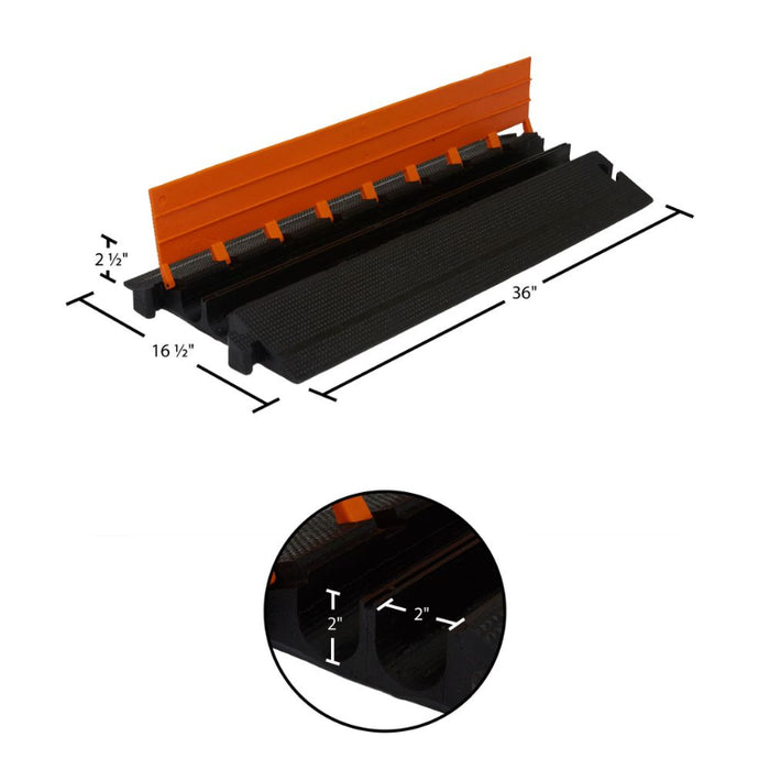 Elasco® MightyGuard Cable Protector Ramp - 2 Channel - Black / Orange