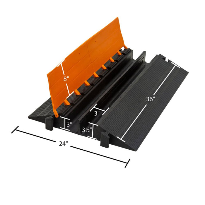 Elasco® MightyGuard Cable Protector Ramp - 2 Channels - Black / Orange