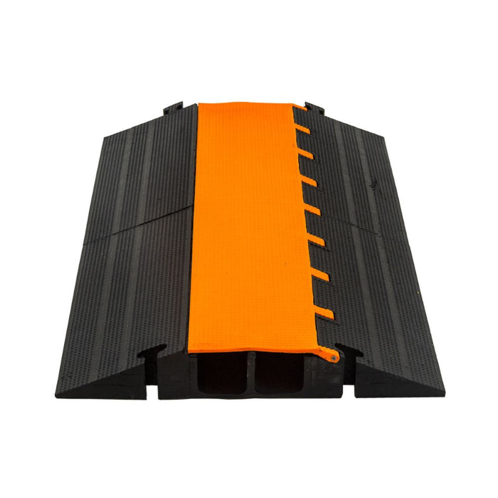 Elasco® MightyGuard Cable Protector Ramp - 2 Channels - Black / Orange