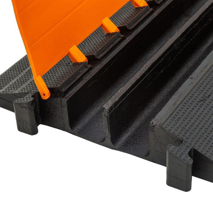 Elasco® MightyGuard Cable Protector Ramp - 2 Channels - Black / Orange