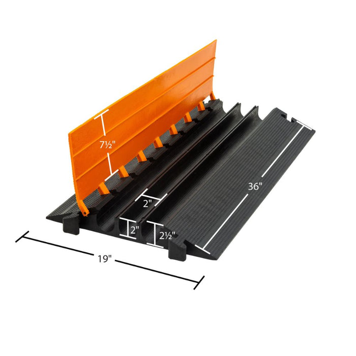 Elasco® MightyGuard Cable Protector Ramp - 3 Channel - 2" - Black / Orange