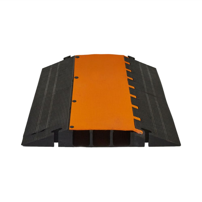 Elasco® MightyGuard Cable Protector Ramp - 3 Channel - 3" x 3" - Black / Orange