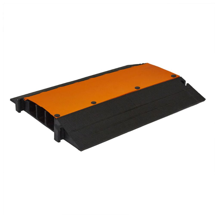 Elasco® MightyGuard Cable Protector Ramp - 3 Channel - 3" x 3" - Black / Orange