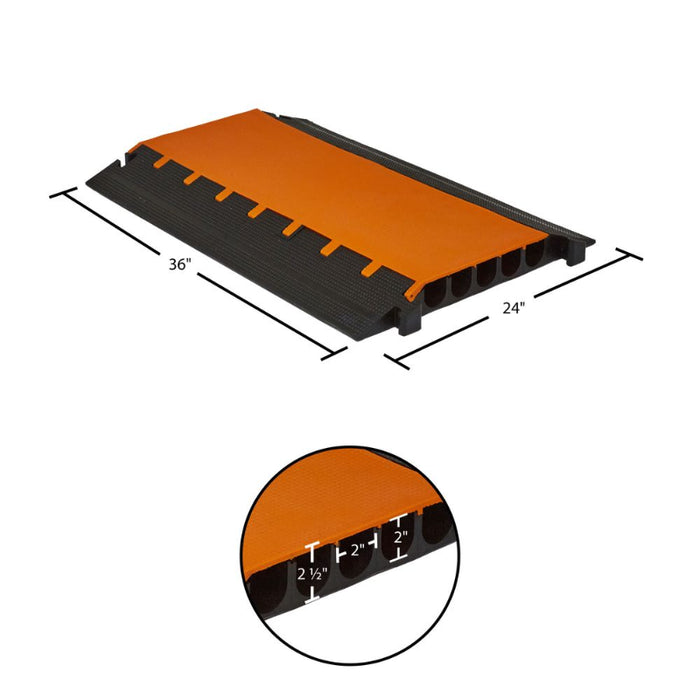 Elasco® MightyGuard Cable Protector Ramp - 5 Channel - Black / Orange