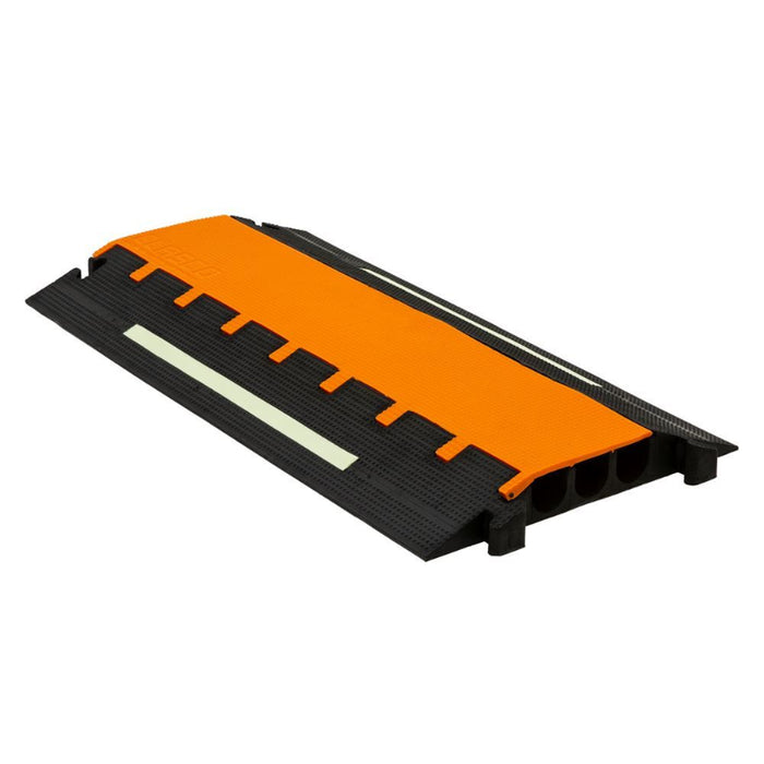 Elasco® MightyGuard Elasglow Cable Protector Ramp - 3 Channel - Black / Orange