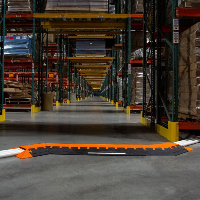 Elasco® MightyGuard Elasglow Cable Protector Ramp - 3 Channel - Black / Orange