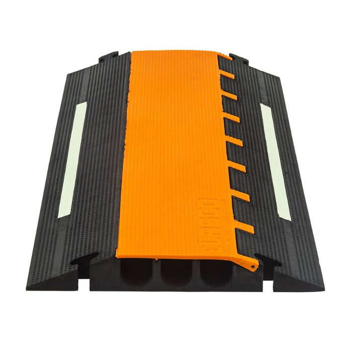 Elasco® MightyGuard Elasglow Cable Protector Ramp - 3 Channel - Black / Orange