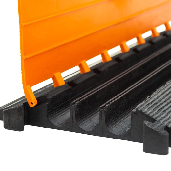 Elasco® MightyGuard Elasglow Cable Protector Ramp - 3 Channel - Black / Orange