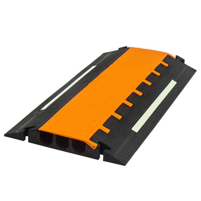 Elasco® MightyGuard Elasglow Cable Protector Ramp - 3 Channel - Black / Orange