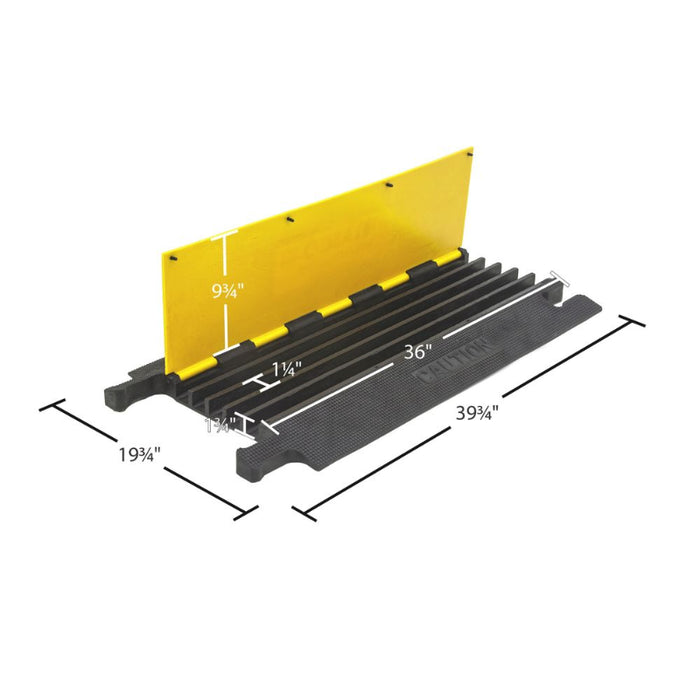 Elasco® UltraGuard Cable Protector Ramp - 5 Channel - Black / Yellow