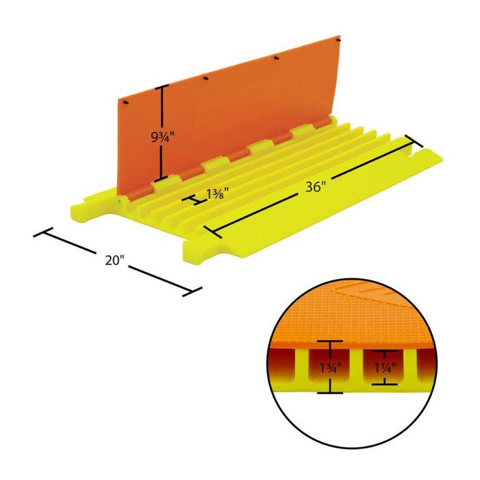 Elasco® UltraGuard Cable Protector Ramp - 5 Channel - Yellow / Orange