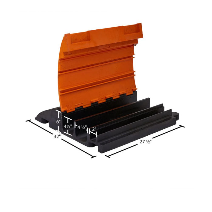 Elasco® XtremeGuard Gullwing Cable Protector Ramp - 3 Channel - Black / Orange
