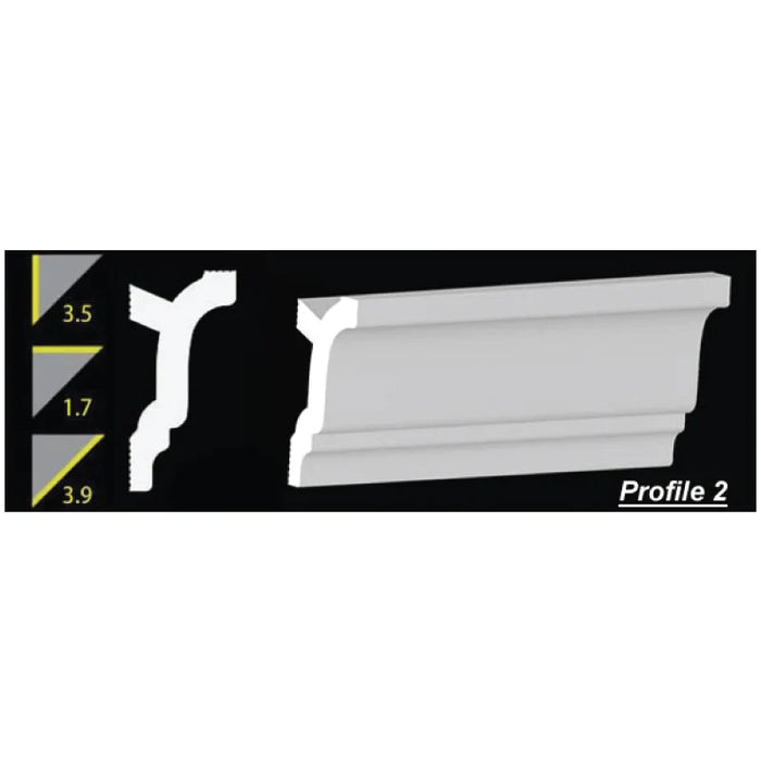 Foam Crown Molding - 3.5" H - 8' Length - Profile 2 - Paintable High Density Styrofoam