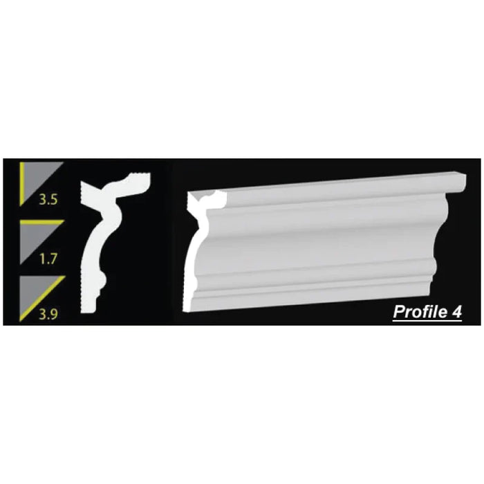 Foam Crown Molding - 3.5" H - 8' Length - Profile 4 - Paintable High Density Styrofoam