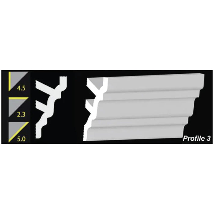 Foam Crown Molding - 4.5" H - 4' Length - Profile 3 - Paintable High Density Styrofoam