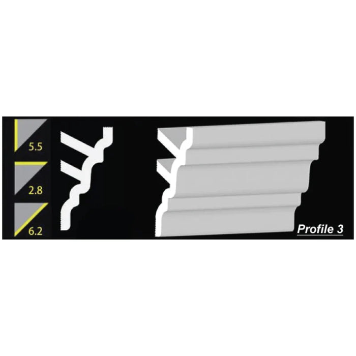 Foam Crown Molding - 5.5" H - 4' Length - Profile 3 - Paintable High Density Styrofoam