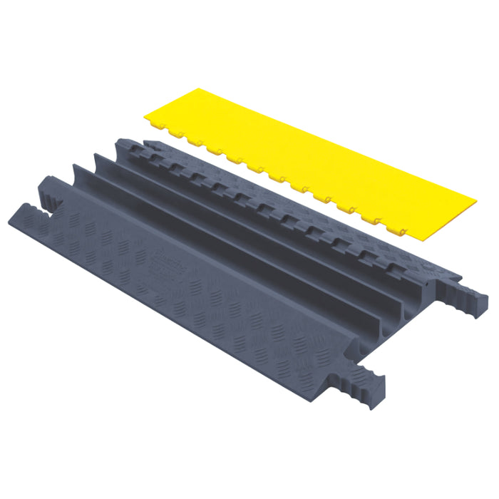 Grip Guard® Lightweight Cable Protector Ramp - 3 Channels - Yellow / Gray