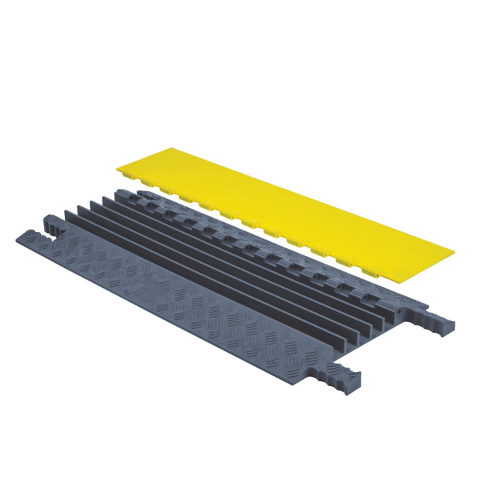 Grip Guard® Lightweight Cable Protector Ramp - 5 Channels - Yellow / Gray
