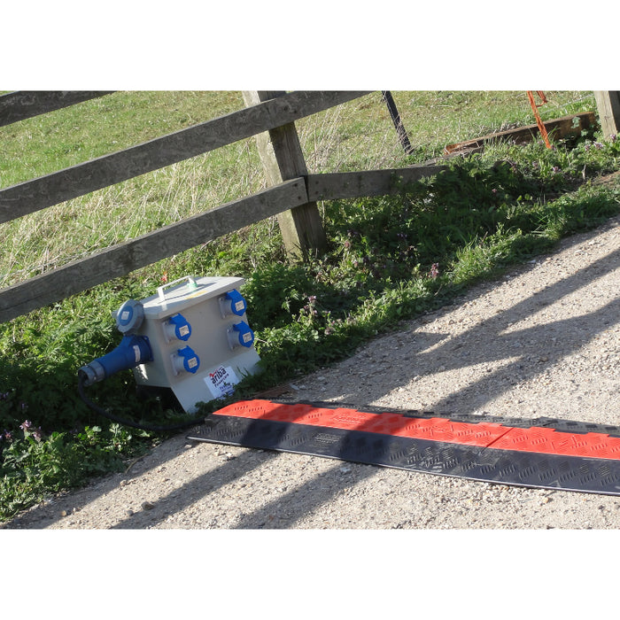 Guard Dog® Low Profile Cable Protector Ramp - 2 Channels - Orange / Black