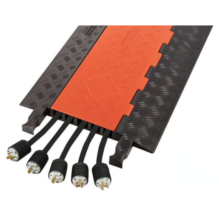 Guard Dog® Low Profile Cable Protector Ramp - 5 Channels - Orange / Black