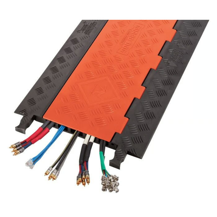 Guard Dog® Low Profile Cable Protector Ramp - 5 Channels - Orange / Black