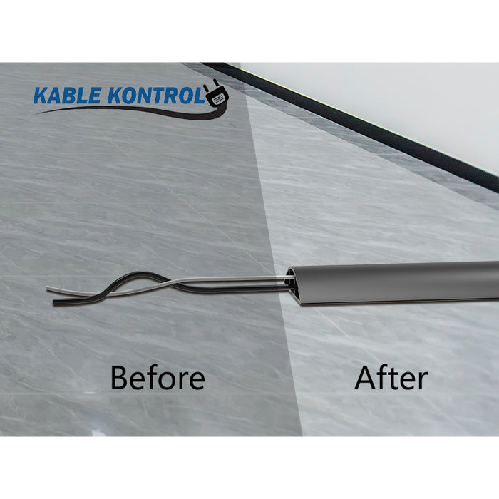 Kable Kontrol® Flexible Silicone Adhesive Floor Cord Cover - Black