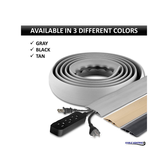 Kable Kontrol® PVC Floor Cord Cover Kit - 15' Long - Black