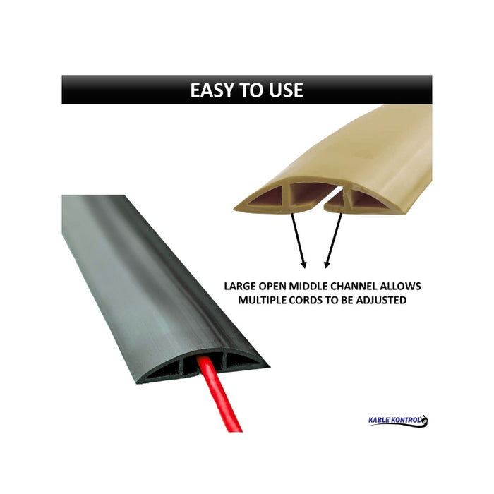 Kable Kontrol® PVC Floor Cord Cover Kit - 15' Long - Black