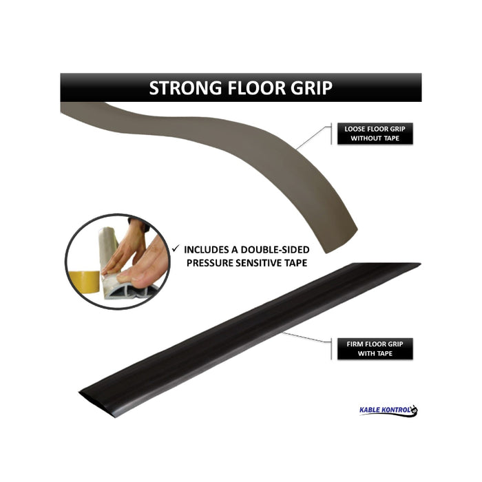 Kable Kontrol® PVC Floor Cord Cover Kit - 15' Long - Black